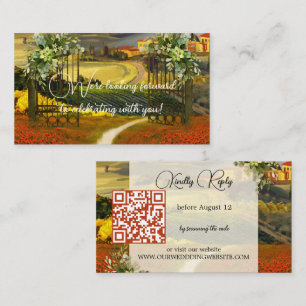 Colorful Tuscan Landscape Wedding QR Code Enclosure Card