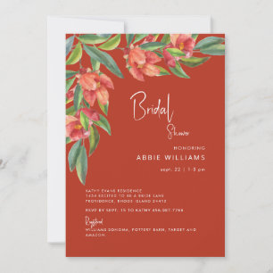 Colorful Tuscan Red Foliage Bridal Shower Invitation