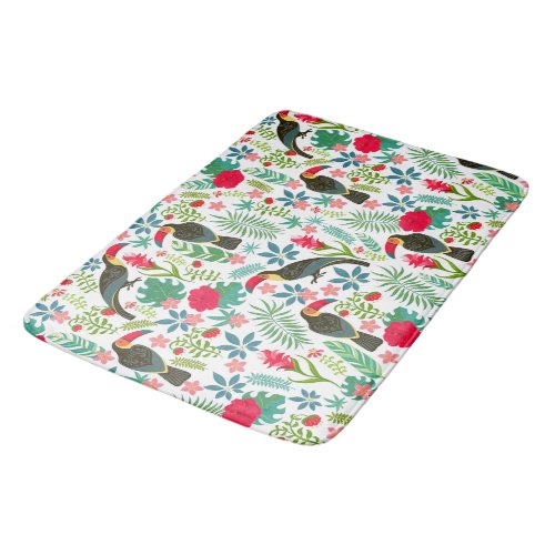 Colorful tuscans tropical flowers pattern bath mat