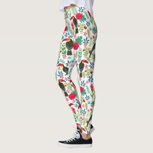 Colorful tuscans tropical flowers pattern leggings