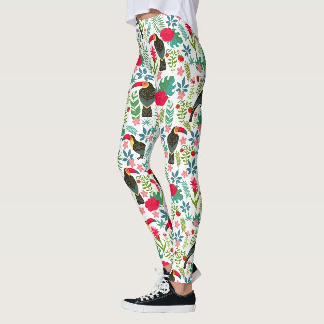 Colorful tuscans tropical flowers pattern leggings (Left)