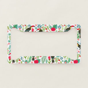 Colorful tuscans tropical flowers pattern license plate frame
