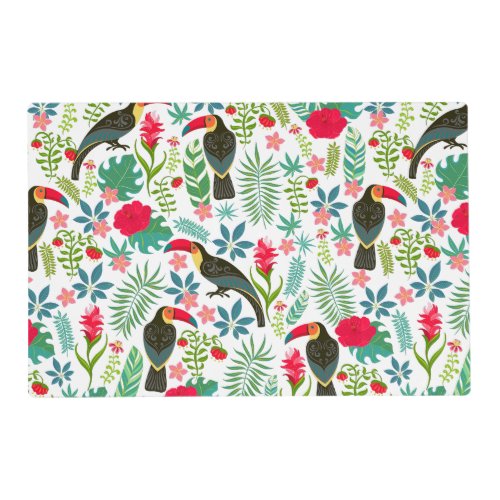 Colorful tuscans tropical flowers pattern placemat