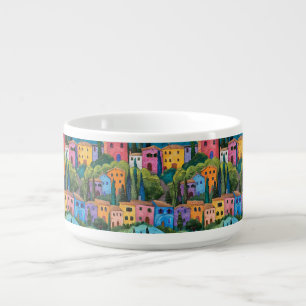 Colorful Tuscany houses pattern Bowl