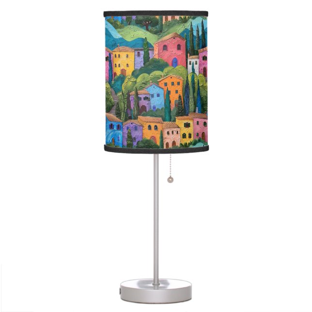 Colorful Tuscany houses pattern Table Lamp (Left)