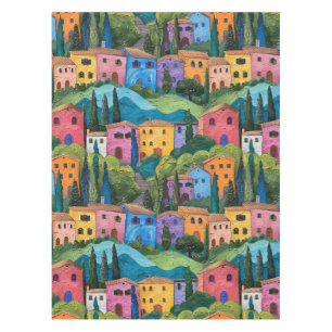 Colorful tuscany houses  tablecloth
