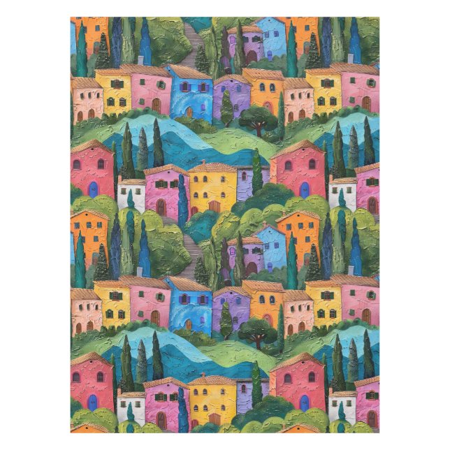 Colorful tuscany houses  tablecloth (Front)