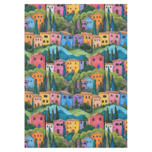 Colorful tuscany houses  tablecloth