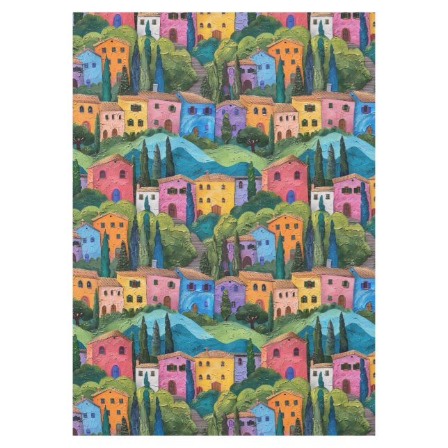 Colorful tuscany houses  tablecloth (Front)