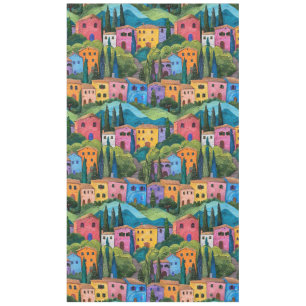 Colorful tuscany houses  tablecloth