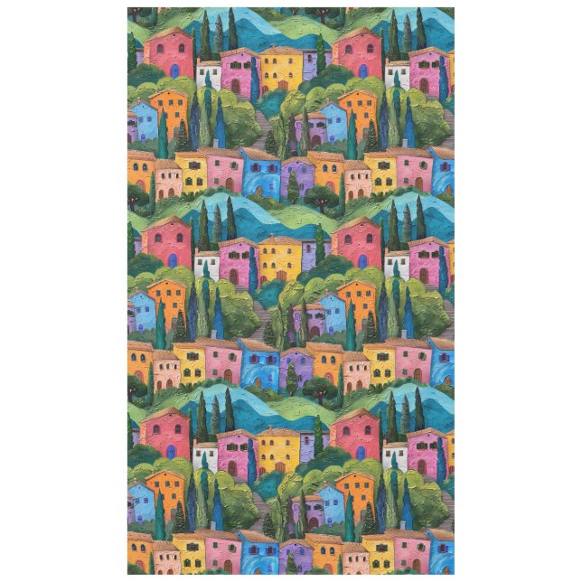 Colorful tuscany houses  tablecloth (Front)