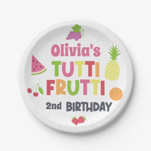 Colorful Tutti Frutti Any Age Happy Birthday Paper Paper Plates