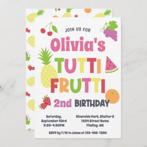 Colorful Tutti Frutti Birthday Party Any Age Invitation