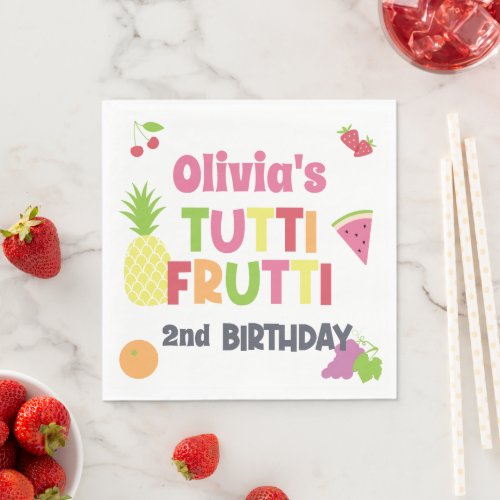 Colorful Tutti Frutti Birthday Party Any Age Napkins