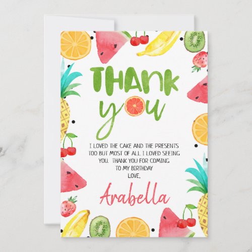 Colorful Tutti Frutti Birthday Thank You Card