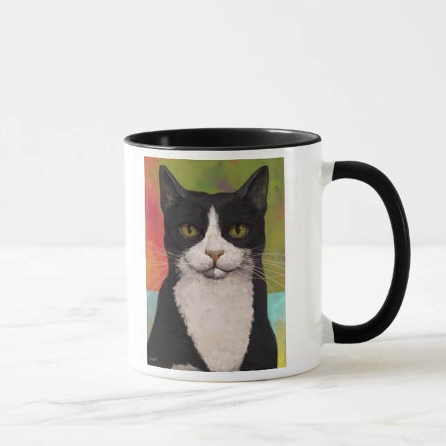 Colorful Tuxedo Cat Mug (Right)