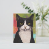 Colorful Tuxedo Cat Postcard | Zazzle