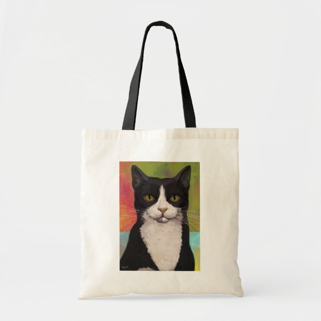 Colorful Tuxedo Cat Tote Bag (Front)