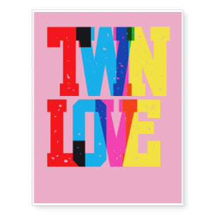 Colorful Twin Love  Temporary Tattoos