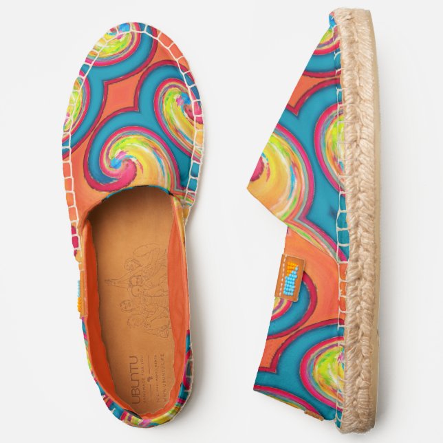 Colorful Twirls Abstract Bold Colors Espadrilles (Side)