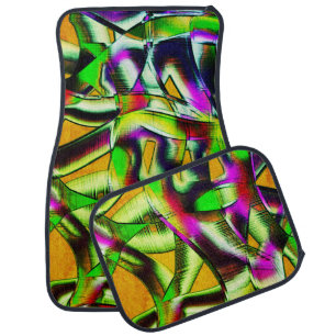Colorful twisted cutouts lime.., notched scratches car floor mat