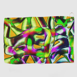 Colorful twisted cutouts lime.., notched scratches golf towel