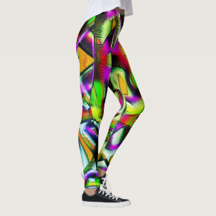 Colorful twisted cutouts lime.., notched scratches leggings