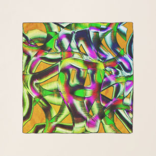 Colorful twisted cutouts lime.., notched scratches scarf
