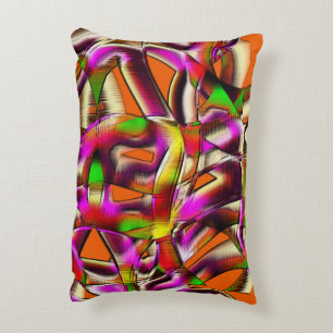 Colorful twisted cutouts pink, notched scratches accent pillow