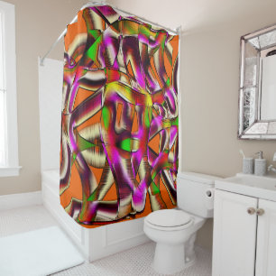 Colorful twisted cutouts pink, notched scratches shower curtain
