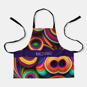 Colorful Twisted half circles Rainbow Pattern Apron
