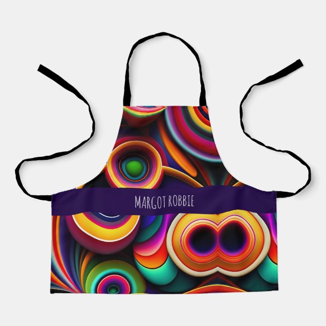 Colorful Twisted half circles Rainbow Pattern Apron (Front)