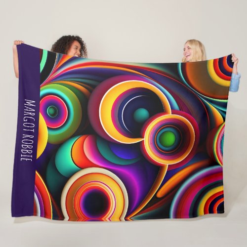 Colorful Twisted half circles Rainbow Pattern Fleece Blanket