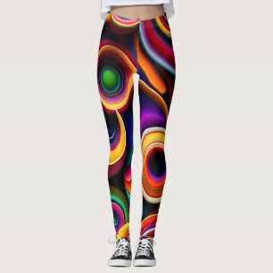 Colorful Twisted half circles Rainbow Pattern Leggings