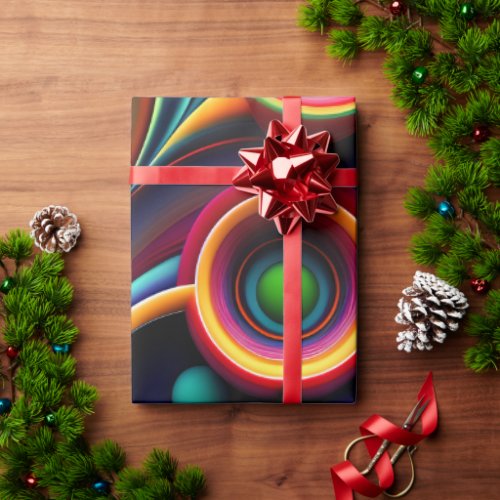 Colorful Twisted half circles Rainbow Pattern Wrapping Paper