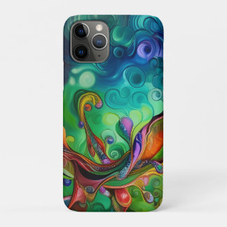 Colorful twisted vines and bubbles Abstract iPhone 11 Pro Case