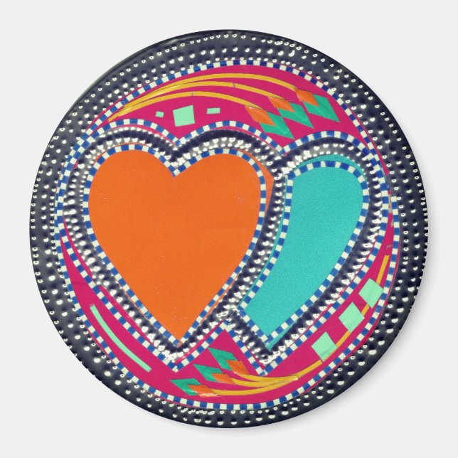 Colorful Two Hearts Magnet (Front)
