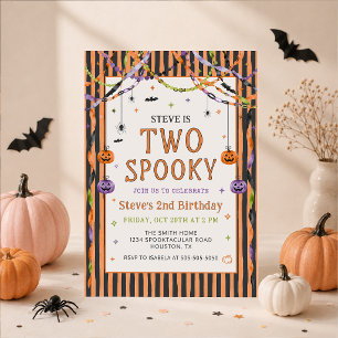 Colorful Two Spooky Halloween Birthday Invitation