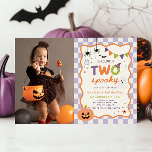 Colorful Two Spooky Halloween Ghost 2nd Birthday Invitation
