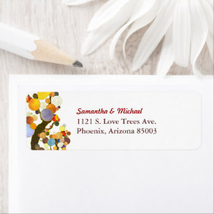 Colorful Two Trees Simple Wedding Address Label