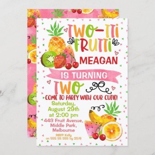 Colorful Two_tti Frutti 2nd Birthday Invitation