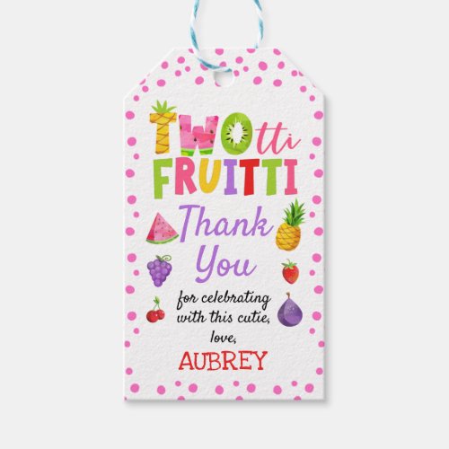 Colorful Two_tti Frutti Birthday Thank You  Gift Tags