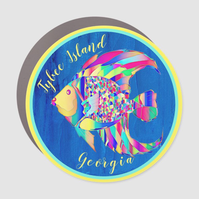 Colorful Tybee Island Georgia Fancy Fish Car Magnet (Front)