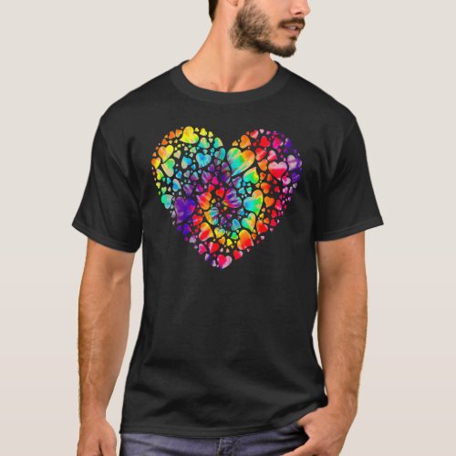 Colorful Tye Dye Die Tie Heart TShirt Valentines 