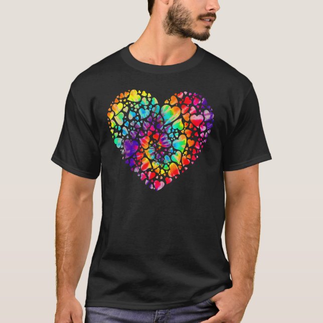 Colorful Tye Dye Die Tie Heart TShirt Valentine's  (Front)