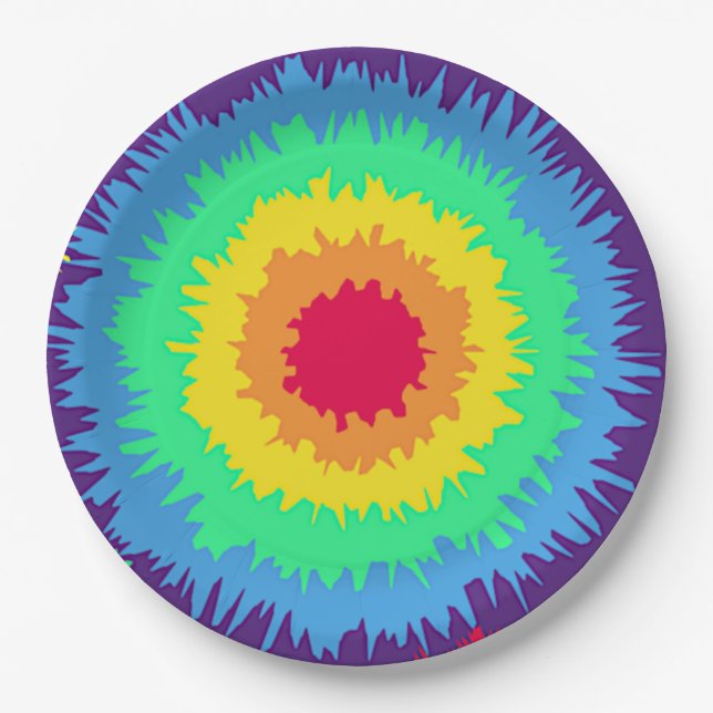 Colorful Tye Dye Paper Plates (Front)