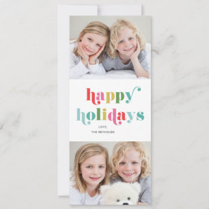 Colorful Type 2 Photo Happy Holiday Card