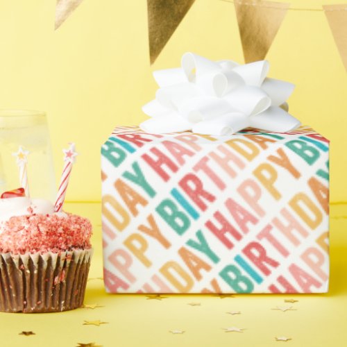 Colorful Type Happy Birthday Wrapping Paper