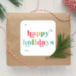 Colorful Type Happy Holidays Gift  Square Sticker<br><div class="desc">A whimsical holiday gift sticker featuring colorful happy holidays message for a fun,  light hearted festive vibe.</div>