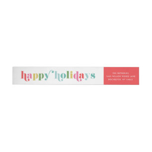 Colorful Type Happy Holidays Return Address Wrap Around Label